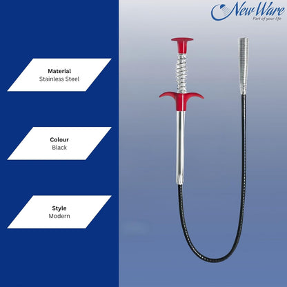 New Ware 5 Ft Drain Cleaning Spring Claw | Rubber Coated Steel Hair Catcher Wire for Kitchen Sink, Wash Basin & Bathtub