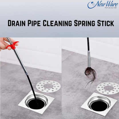 New Ware 5 Ft Drain Cleaning Spring Claw | Rubber Coated Steel Hair Catcher Wire for Kitchen Sink, Wash Basin & Bathtub
