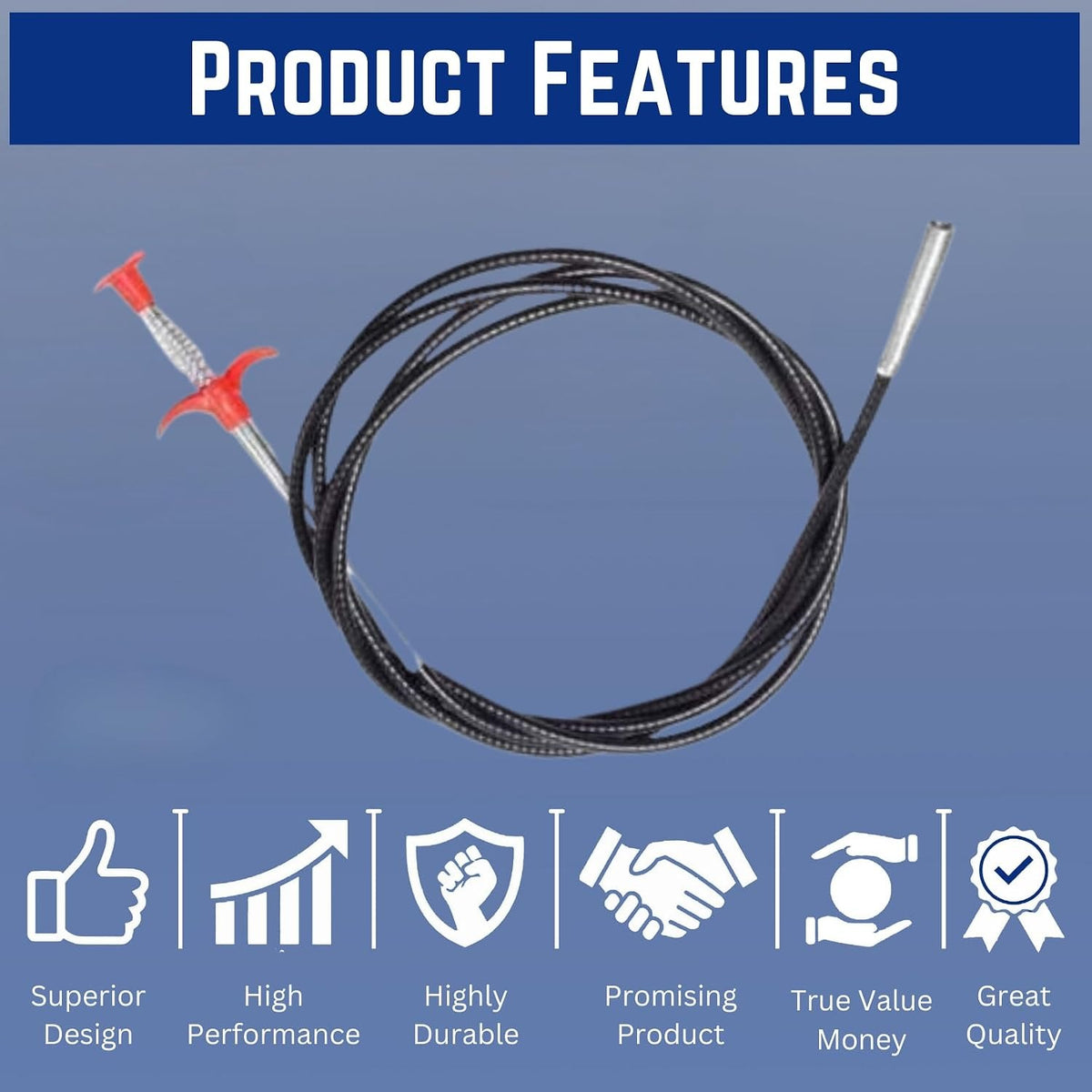 New Ware 5 Ft Drain Cleaning Spring Claw | Rubber Coated Steel Hair Catcher Wire for Kitchen Sink, Wash Basin & Bathtub