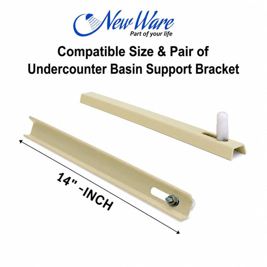 NEW Ware® 14 Inch Under Counter MS Powder Coated Bracket Set for Wash Basin & Sink | Wall Mounted Hung Bracket with Screws | Heavy Duty Straight Basin Support Stand for Bathroom & Kitchen