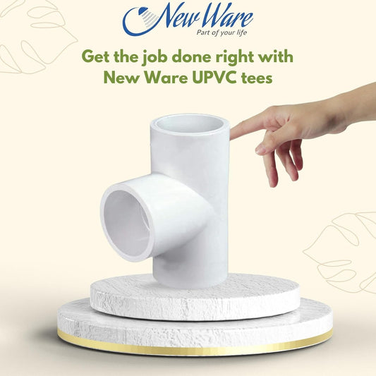 New Ware UPVC Plain Tee 1 Inch | 3-Way 90 Degree Pipe Fitting Joint | Lead & Harm-Free Plumbing Connector | Pack of 5