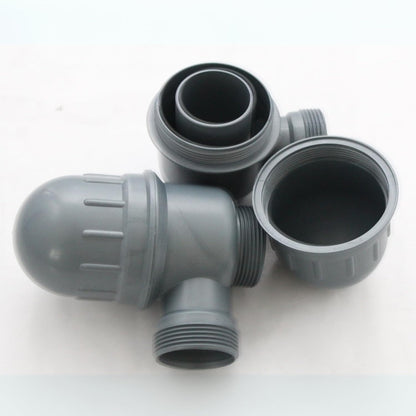 NEW WARE Grey PVC 2-Way Bottle Trap Set for Double Kitchen Sink | Dual Drain Waste Pipe Connector for Basin & Sink