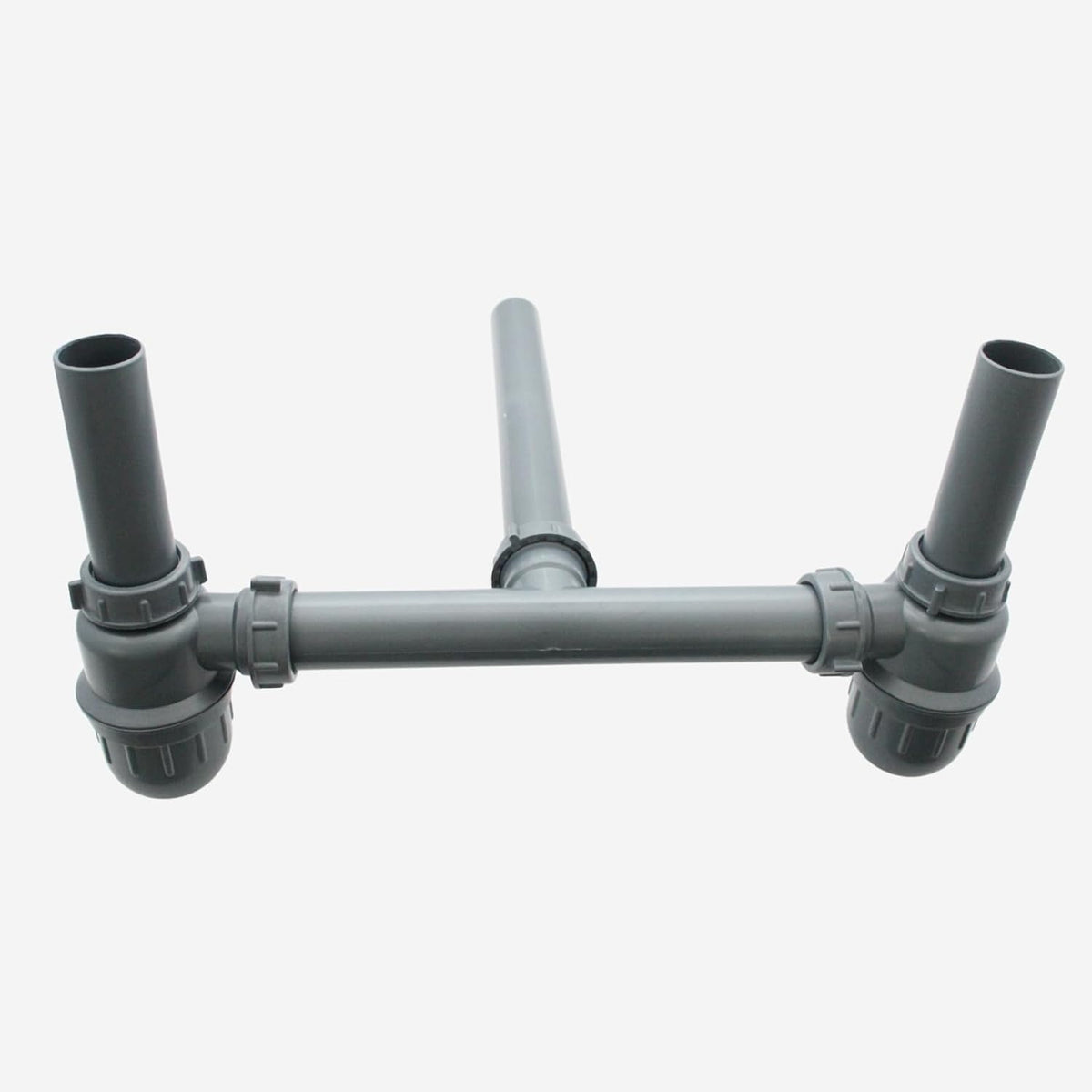 NEW WARE Grey PVC 2-Way Bottle Trap Set for Double Kitchen Sink | Dual Drain Waste Pipe Connector for Basin & Sink