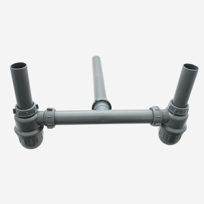 NEW WARE Grey PVC 2-Way Bottle Trap Set for Double Kitchen Sink | Dual Drain Waste Pipe Connector for Basin & Sink