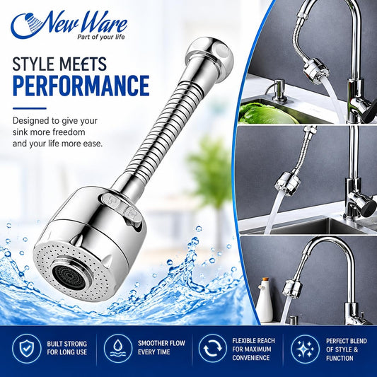 NEW WARE® 360 Degree Rotatable Kitchen Sink Tap Aerator | Faucet Extender with Dual Spray Modes | 50% Water Saving | Universal Fit for Kitchen & Bathroom | Splashproof Water Flow | Easy-Install Design