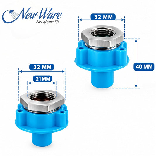 NEW WARE® Washing Machine Tap Adapter with PVC Thread Connector | 3 Piece Inlet Hose Pipe Fitting | Water Supply Faucet Adapter for Fully Automatic Machines | Secure Plumbing Connection | Pack of 3