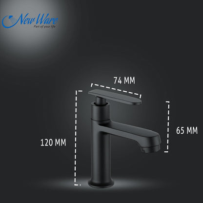 NEW WARE® Black Basin Faucet Tap for Bathroom & Wash Basin | Single Lever Pillar Cock Water Tap | Modern Matte Finish Design | Easy to Install | Durable Bathroom Sink Mixer Tap