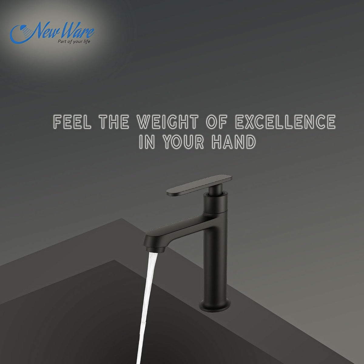 NEW WARE® Black Basin Faucet Tap for Bathroom & Wash Basin | Single Lever Pillar Cock Water Tap | Modern Matte Finish Design | Easy to Install | Durable Bathroom Sink Mixer Tap