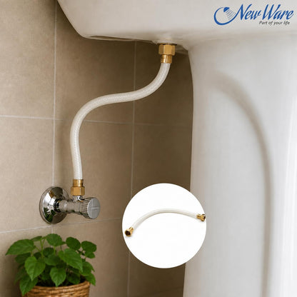 NEW WARE® 36 Inch Shower Tube Connection Pipe for Geysers, Countertop Faucets & Water Taps | Hot Water CNP with Brass Nut | Flexible Water Connection Hose for Bathroom, Kitchen & Home Plumbing