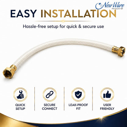 NEW WARE® 36 Inch Shower Tube Connection Pipe for Geysers, Countertop Faucets & Water Taps | Hot Water CNP with Brass Nut | Flexible Water Connection Hose for Bathroom, Kitchen & Home Plumbing