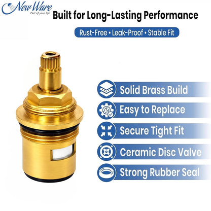 NEW WARE® 3/4 Inch Tap Spindle Replacement Disc for Jaquar Continental Type Faucets | Super Ceramic Brass Spindle Cartridge | Hot & Cold Water Faucet Valve | Bathroom Kitchen Basin Cock Spare Part