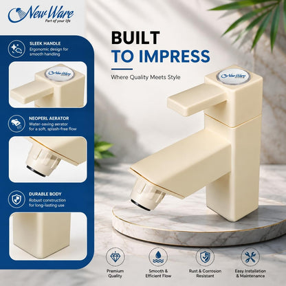 NEW WARE® PVC Pillar Tap Cock | Plastic Bib Cock with Foam Flow | Hot & Cold Water Faucet for Kitchen, Bathroom & Wash Basin | Durable Pillar Style Water Tap for Home Plumbing & Daily Household Use