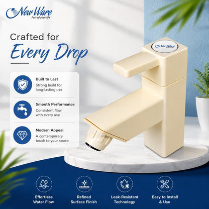 NEW WARE® PVC Pillar Tap Cock | Plastic Bib Cock with Foam Flow | Hot & Cold Water Faucet for Kitchen, Bathroom & Wash Basin | Durable Pillar Style Water Tap for Home Plumbing & Daily Household Use