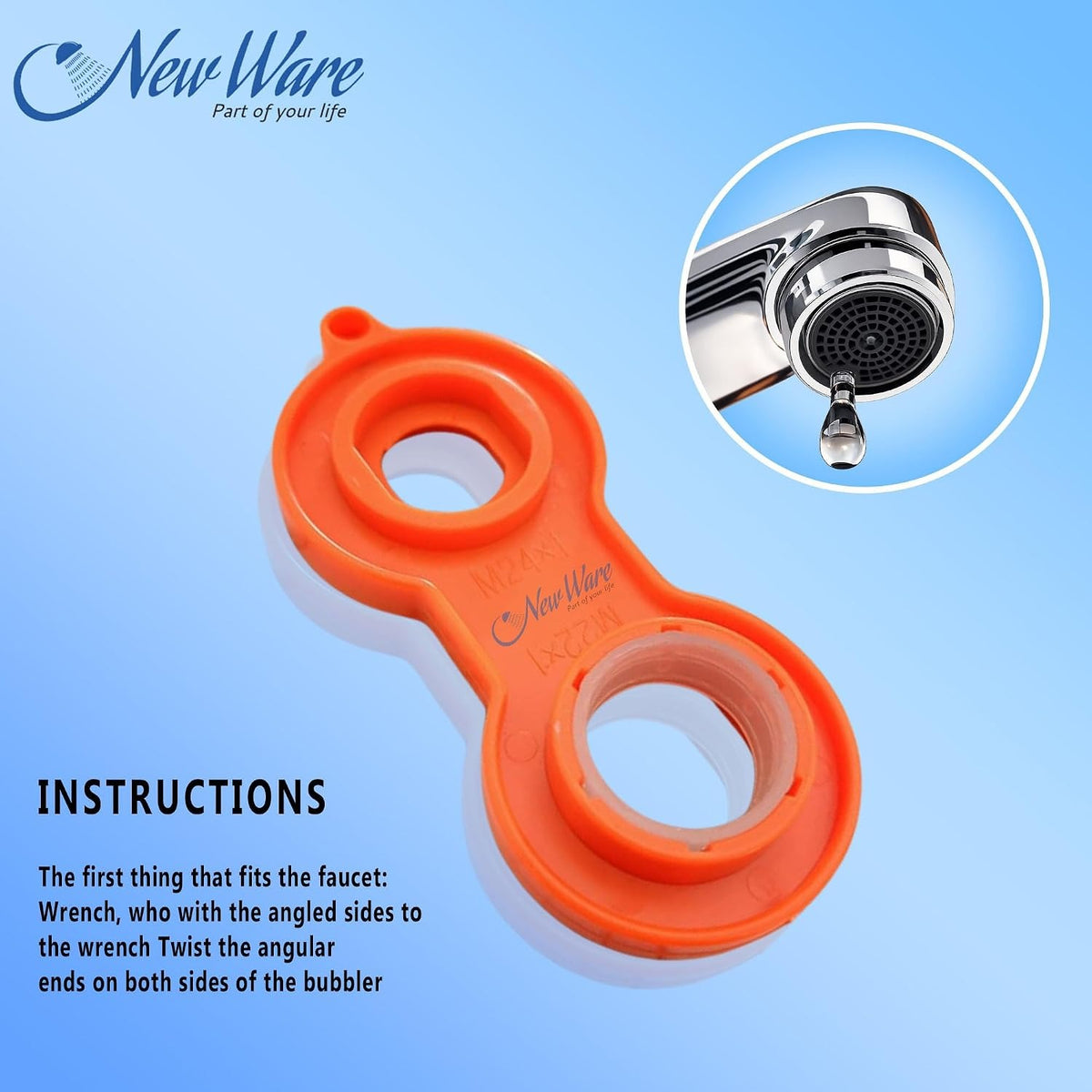 NEW WARE® Plastic Faucet Aerator Removal Tool Spanner | Aerator Wrench for Kitchen & Bathroom Taps | Faucet Nozzle Remover Key for Easy Installation & Removal | Plastic Tool | Pack of 5