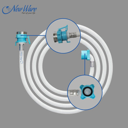 New Ware Washing Machine Inlet Hose Pipe 7 Meter PVC Water Fill Inflow Extension Tube with Connector for Top Load Front Load Fully Automatic Machine Leak Proof Durable White Heavy Duty Design