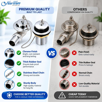 NEW WARE Bath Tub Overflow Set with Chain Plug, Bathroom Bathtub Drain Overflow Kit, Tub Drain Stopper with Chain for Water Outlet, Overflow Cover Plug Replacement Accessory for Home Bathroom
