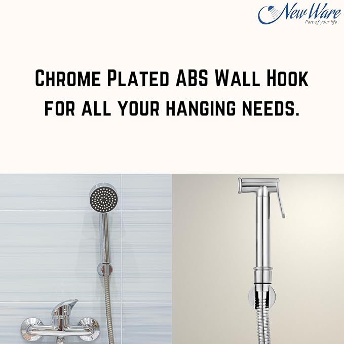 NEW WARE® (Pack of 4 CP ABS Wall Hook for Faucet, Health Faucet/Hand Shower/Multi Purpose | Wall Mounted Holder