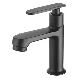 New Ware Brass Matte Black Hot and Cold Mixer Tap 15 cm Tall Body Faucet for Bathroom and Kitchen Sink